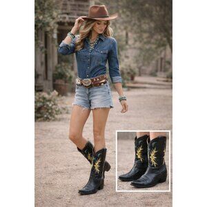 Yippee Ki Yay Old Gringo Cowboy Boots Womens 8B Black Leather Western